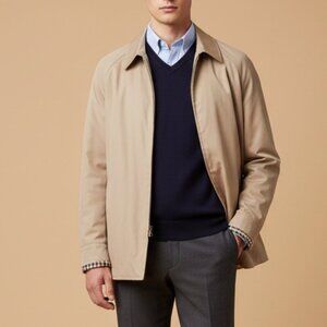 Aquascutum Jacket Zip Up Coat England Plaid Lined Vintage Mens Small